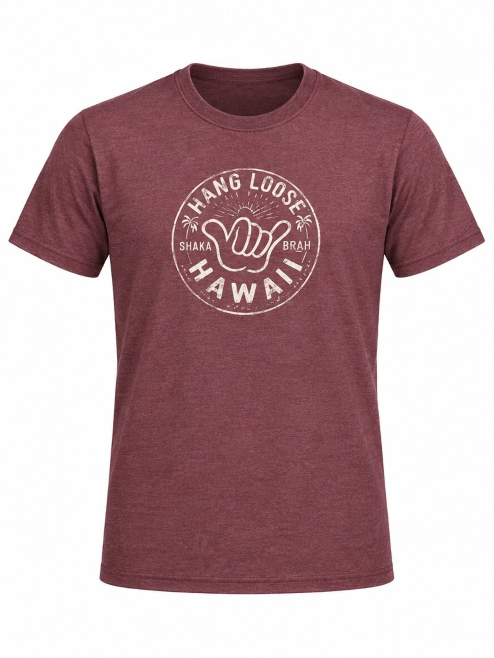 Vintage Hang Loose Hawaii Graphic T-Shirt - Maroon